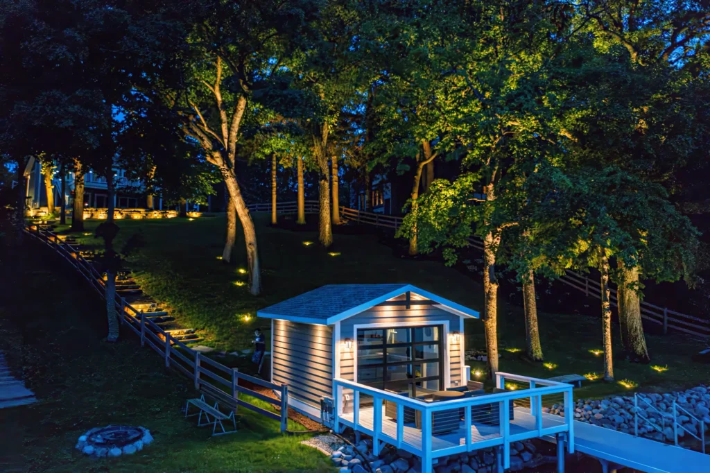 Image of beautiful exterior lighting in residence